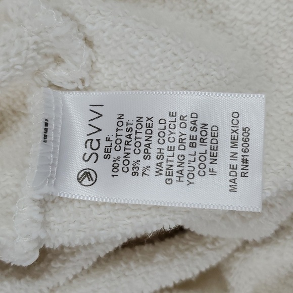 SAVVI Malia Small Cream Ivory Racerback Cut Out Detail Raw Hem Sweatshirt Small - Picture 17 of 17